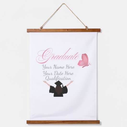 Personalized Pink Graduate Gift, Custom Name Hangend Wandkleed (Voorkant)