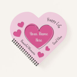 Personalized Pink Heart Notebook & Sketchbook Notitieboek