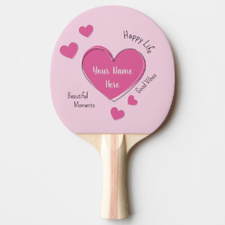 Personalized Pink Hearts Ping Pong Paddle Tafeltennisbatje