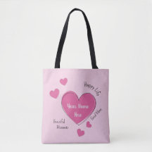 Personalized Pink Hearts Tote Bag