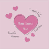 Personalized Pink Hearts Vinyl Sticker (Devant)
