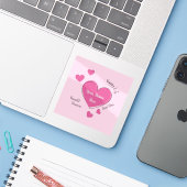 Personalized Pink Hearts Vinyl Sticker (Ordinateur portable avec iPhone)