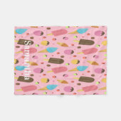 Personalized Pink Ice Cream Pattern Fleece Deken (Voorkant (Horizontaal))
