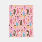 Personalized Pink Ice Cream Pattern Fleece Deken (Voorkant)