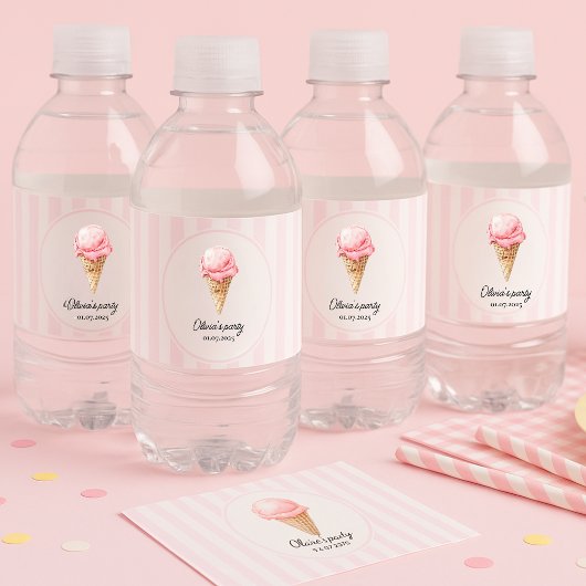 Personalized Pink Ice Cream Waterfles Etiket