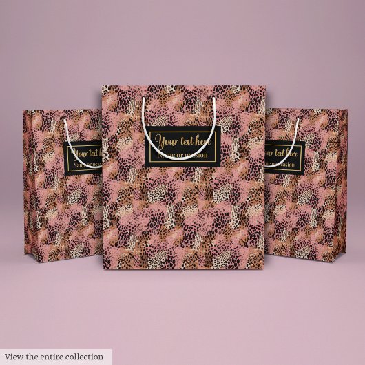Personalized pink leopard skin luxury gift wrap medium cadeauzakje