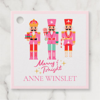 Personalized Pink Merry and Bright Nutcracker Squa Bedankjes Labels