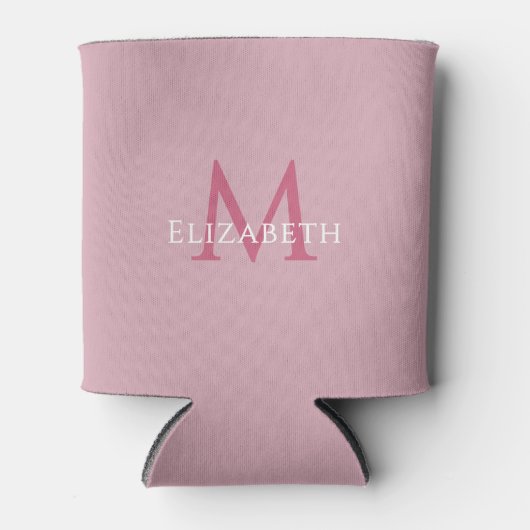 Personalized Pink Monogram Elegant Initial Name Blikjeskoeler (Voorkant)