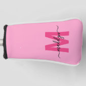 Personalized Pink Monogram Name Golfheadcover (Voorkant)