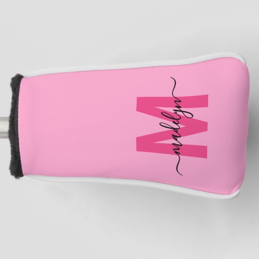 Personalized Pink Monogram Name Golfheadcover (Voorkant)