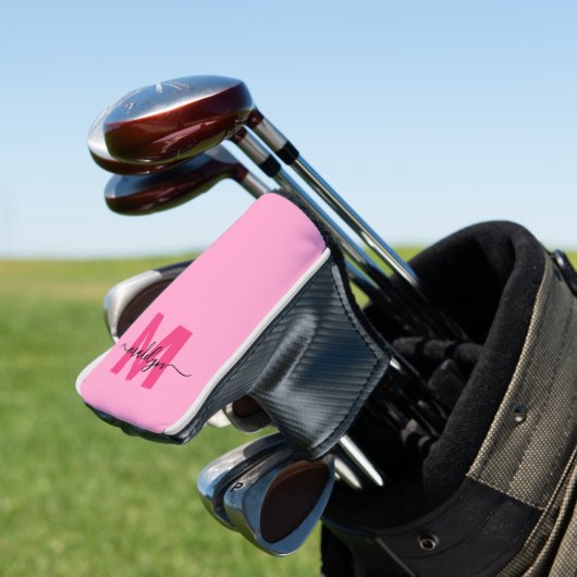Personalized Pink Monogram Name Golfheadcover (Insitu)