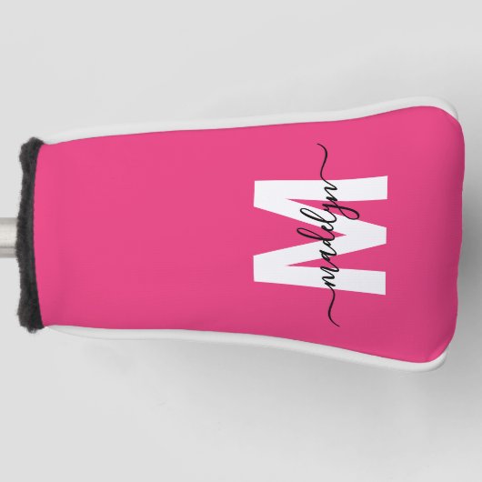 Personalized Pink Monogram Name Golfheadcover (Voorkant)