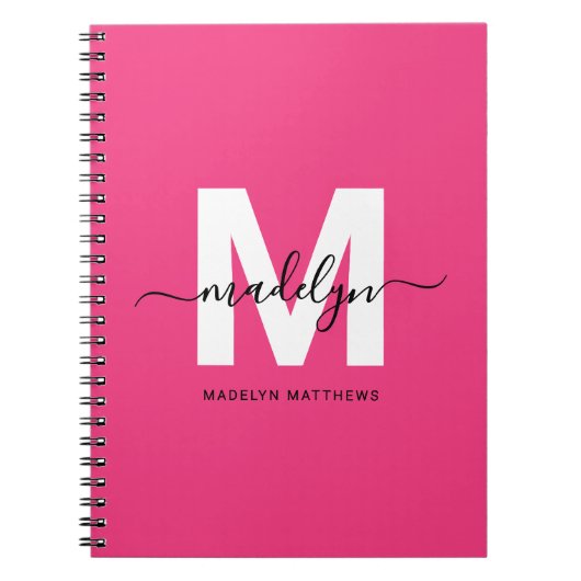 Personalized Pink Monogram Notitieboek (Voorkant)