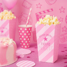 Personalized Pink Movie Night Popcorn Box