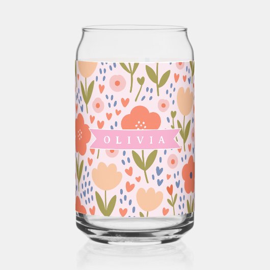 Personalized pink nordic cute folk floral pattern (Recto)