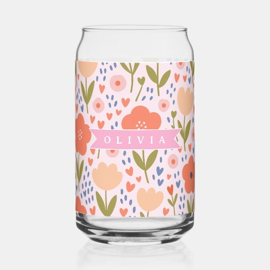 Personalized pink nordic cute folk floral pattern (Verso)