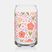 Personalized pink nordic cute folk floral pattern blikvorm glas (Links)