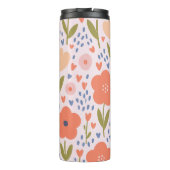 Personalized pink nordic cute folk floral pattern thermosbeker (Achterkant)