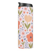 Personalized pink nordic cute folk floral pattern thermosbeker (Geroteerd rechts)