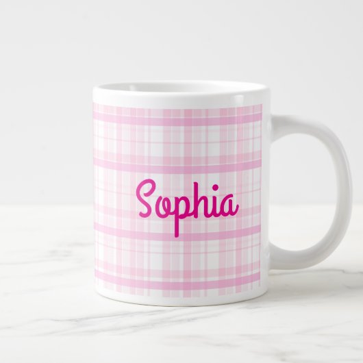 Personalized Pink Plaid Name Mug (Droite)