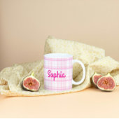 Personalized Pink Plaid Name Mug