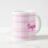 Personalized Pink Plaid Name Mug Extra Grote Beker (Voorkant rechts)