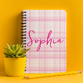 Personalized Pink Plaid Planner with Name 