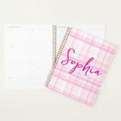 Personalized Pink Plaid Planner with Name (Display)