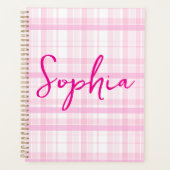 Personalized Pink Plaid Planner with Name (Voorkant)