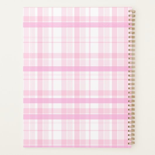 Personalized Pink Plaid Planner with Name  (Achterkant)