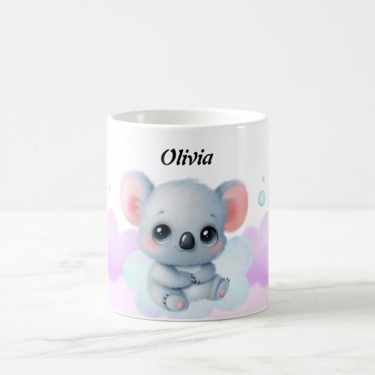 Personalized Pink & Purple Koala Mug – Custom Name Koffiemok (Center)