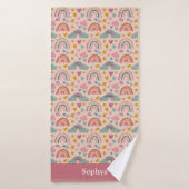 Personalized Pink Rainbow Kids (Serviette de bain)