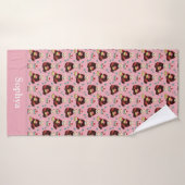 Personalized Pink Red Panda Kids (Serviette de bain)