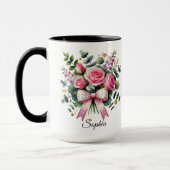 Personalized Pink Rose Name Mug Elegant Gift (Gauche)