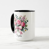 Personalized Pink Rose Name Mug Elegant Gift (Devant gauche)