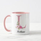 Personalized Pink Roses Monogram Mug Gift for Her (Gauche)