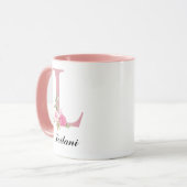 Personalized Pink Roses Monogram Mug Gift for Her (Devant gauche)