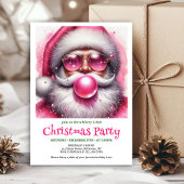 Personalized Pink Santa Bubble Gum Funny Christmas Kaart