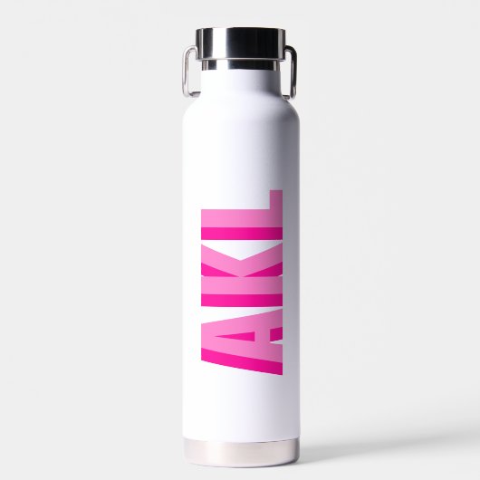 Personalized Pink Shadow Monogram Initials Waterfles (Voorkant)