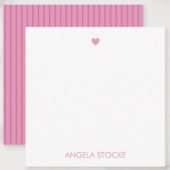 Personalized Pink Stripe Notitiekaartje