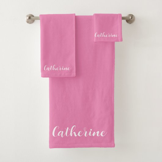 Personalized Pink Towels Set with Name  Bad Handdoek (Insitu)