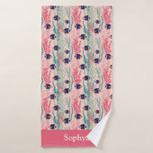 Personalized Pink Tropical Fish (Serviette de bain)