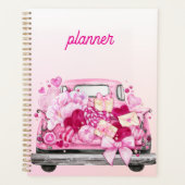 Personalized Pink Valentine Truck Planner Cover (Devant)