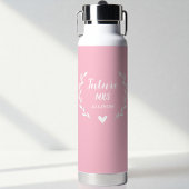 Personalized Pink Water Bottle, Custom Mrs. Design Waterfles