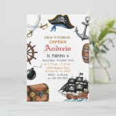 Personalized Pirate Birthday for Kids Invitation (Debout devant)