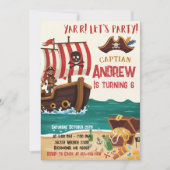 Personalized Pirate Birthday Party Invitation Card (Devant)