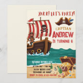 Personalized Pirate Birthday Party Invitation Card Kaart (Voorkant / Achterkant)