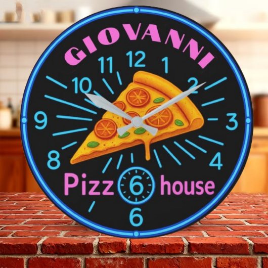 Personalized pizzeria neon custom pizza house  grote klok