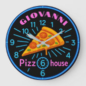Personalized pizzeria neon custom pizza house grote klok (Voorkant)