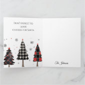 Personalized Plaid Christmas Tree Family Name  Kaart (Binnen)